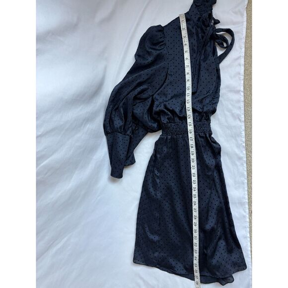 JULIA JORDAN Tie Neck Dot Chiffon Dress In Navy Black Dot Size 4 Classy Retro - Picture 13 of 13